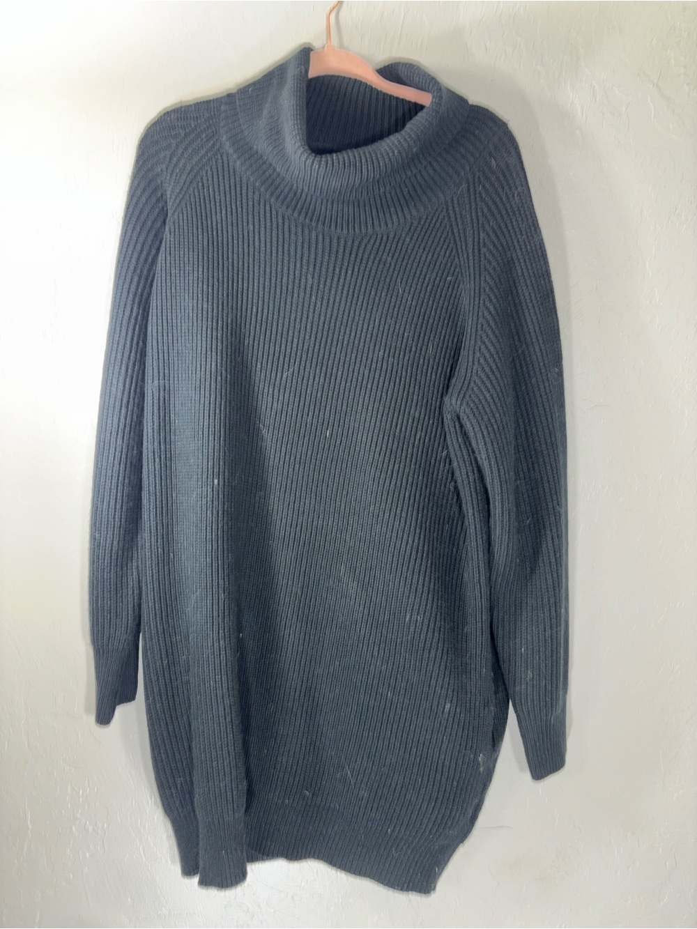Women's Charcoal Ribbed Turtleneck Sweater Dress